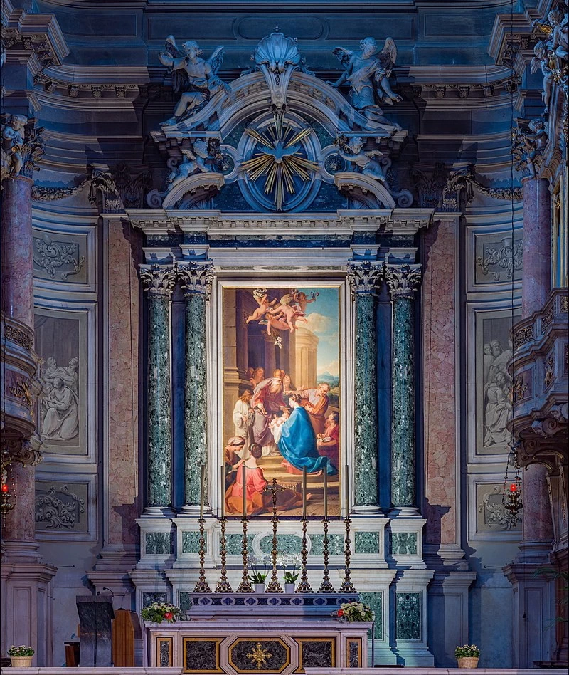 Altare maggiore con pala Presentazione al Tempio - Chiesa di Santa Maria della Pace, Brescia, Batoni Pompeo
